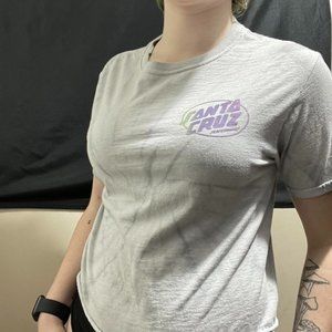 Santa Cruz Club Oval Dot Grey Tie Dye Crop T-Shirt